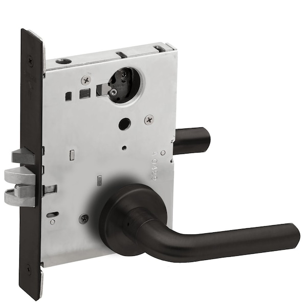 Schlage Grade 1 Storeroom Mortise Lock, Less Cylinder, 02 Lever, A Rose, Flat Black Coated Finish L9080L 02A 622 - main